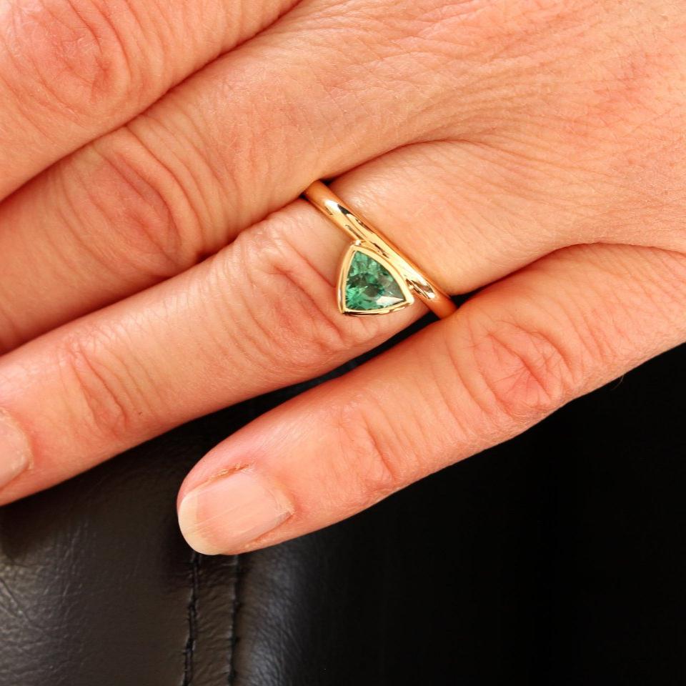 Gold ring with tourmaline trillion