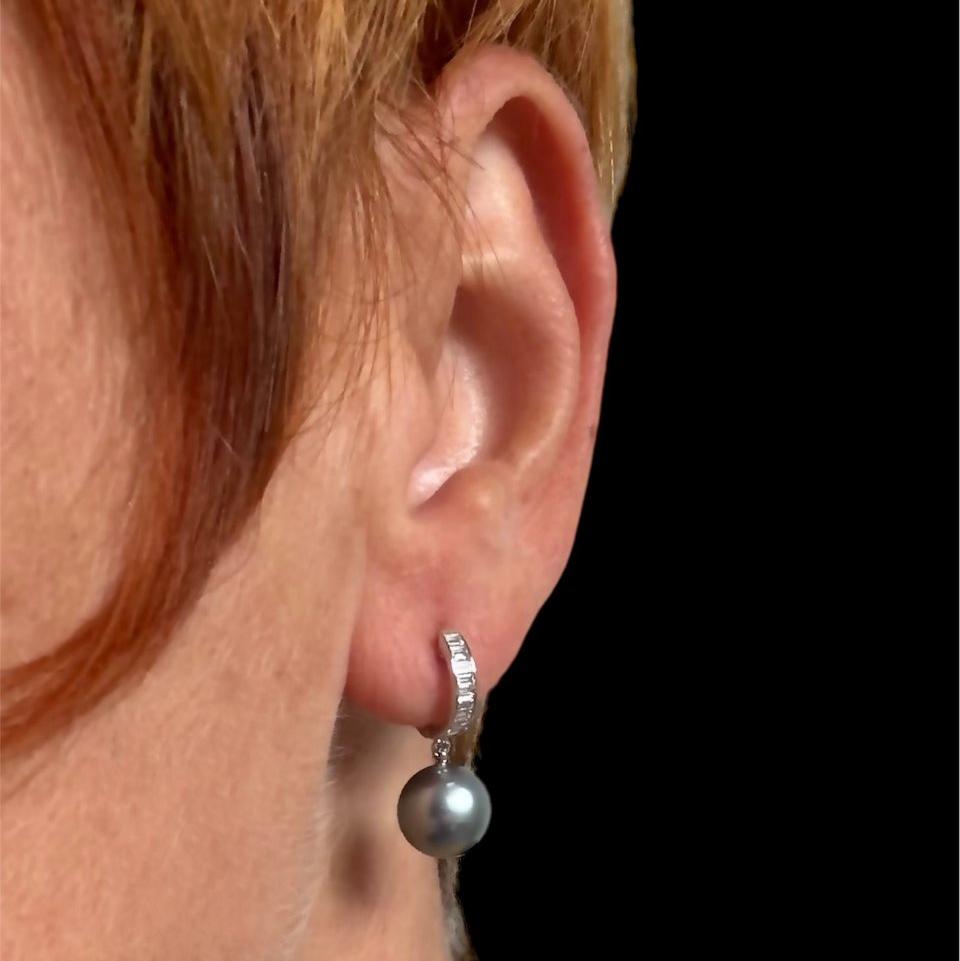 diamond earrings with Tahitian pearl