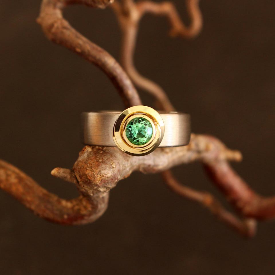 tourmaline ring in yellow and white gold