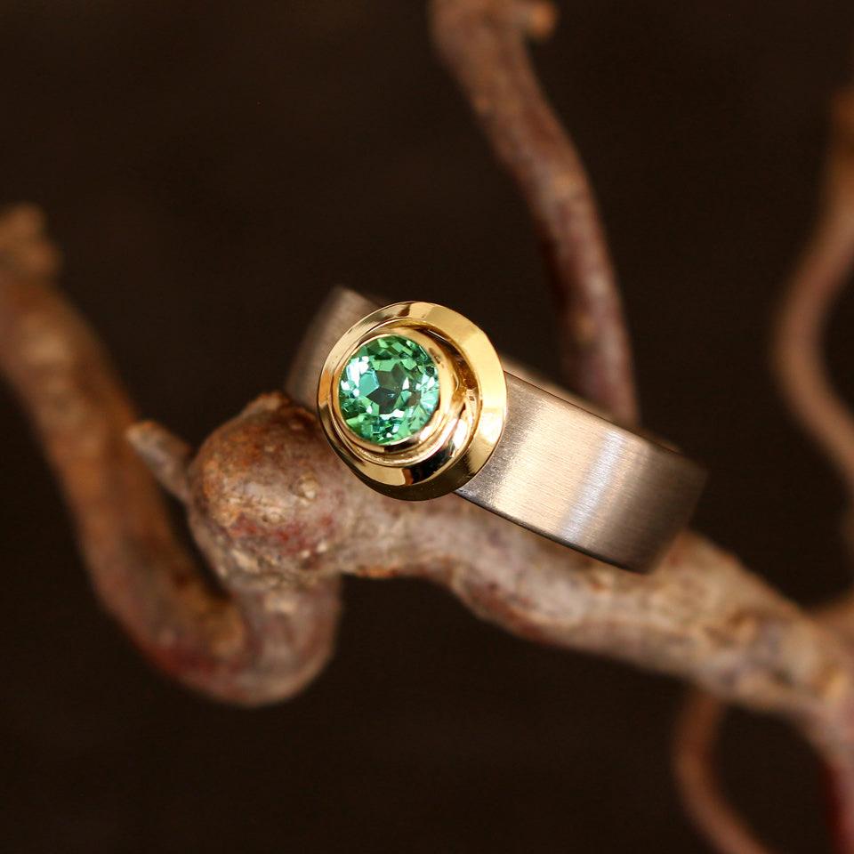 tourmaline ring in yellow and white gold