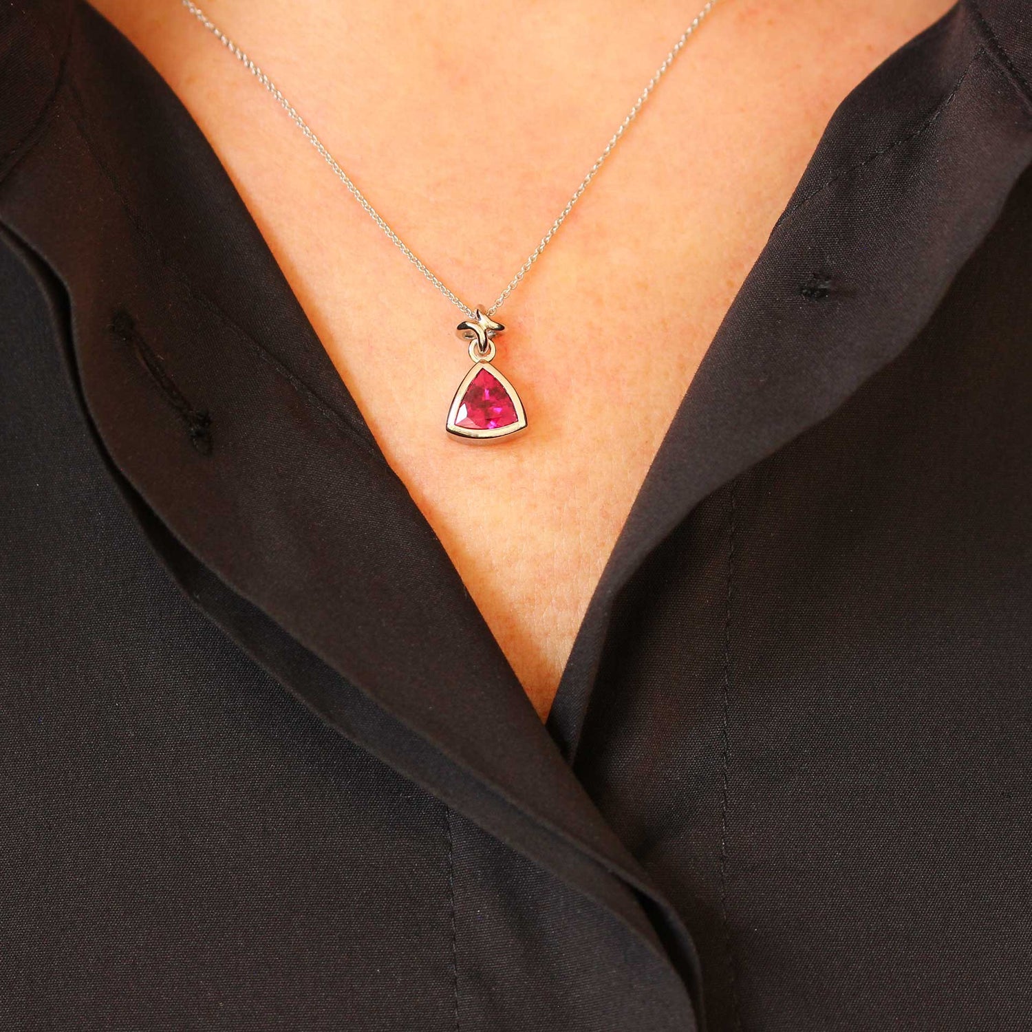 Pendant with Rubellite (Tourmaline) White Gold