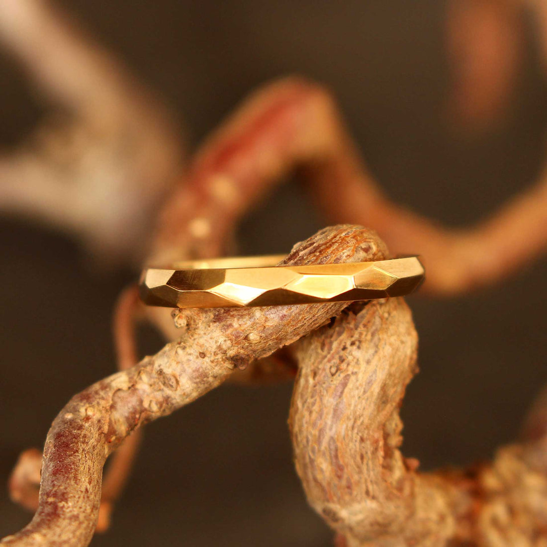 gold ring with facets 